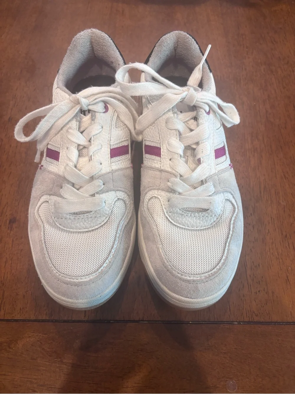 Anthropologie Hoff White Athletic Sneakers with Purple Stripe